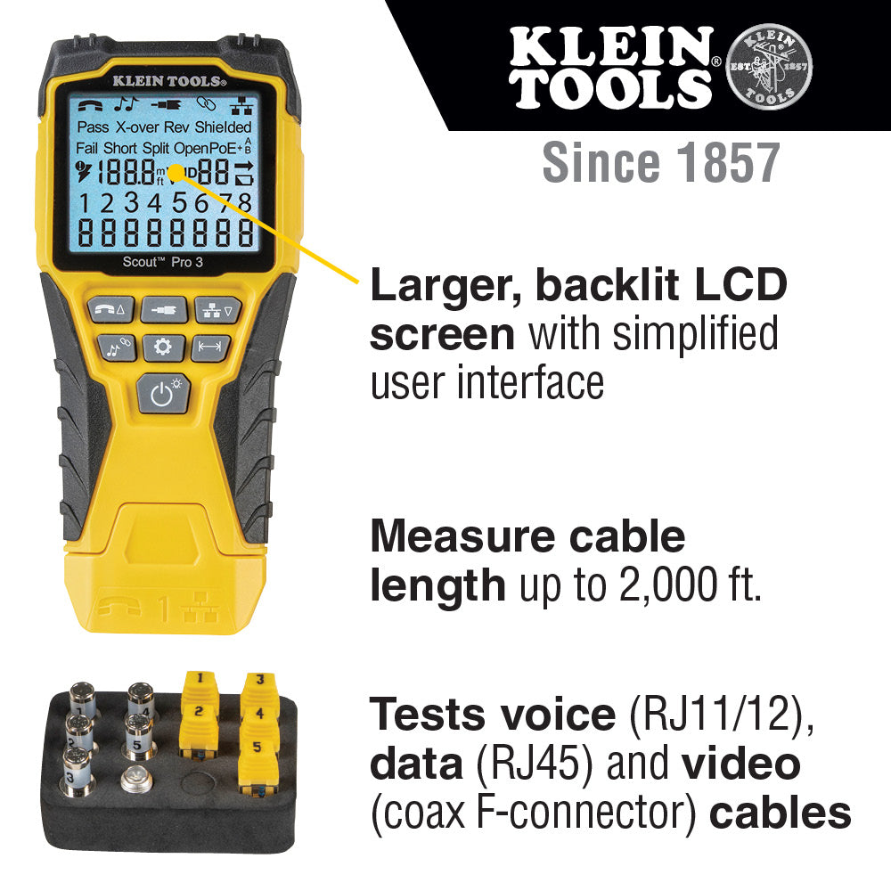 Klein Tools VDV501-851 Scout Pro 3 Ethernet Cable Tester Kit