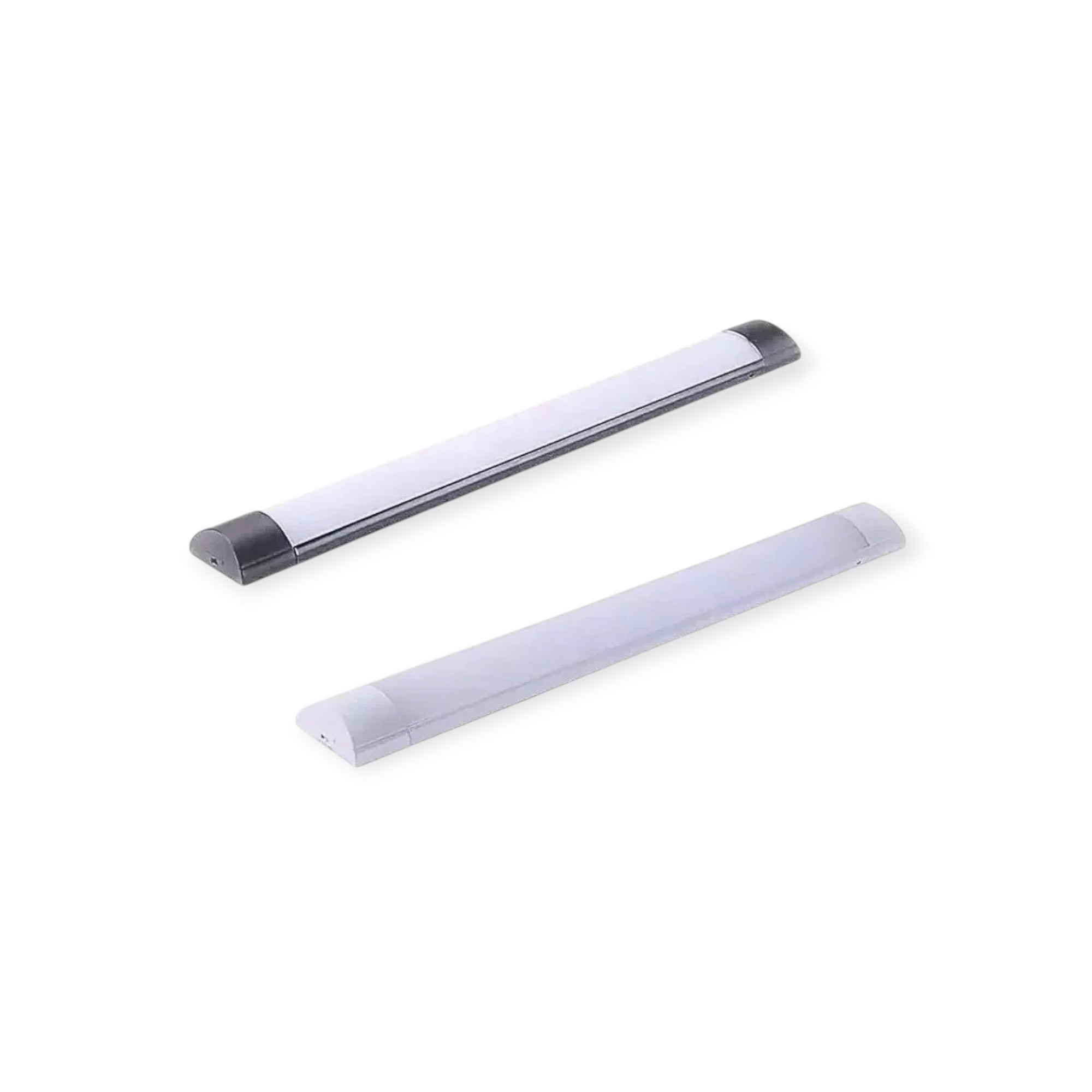 Two LED light strips on a white background