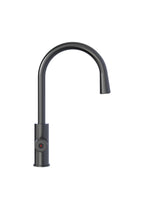 Black kitchen faucet on a white background