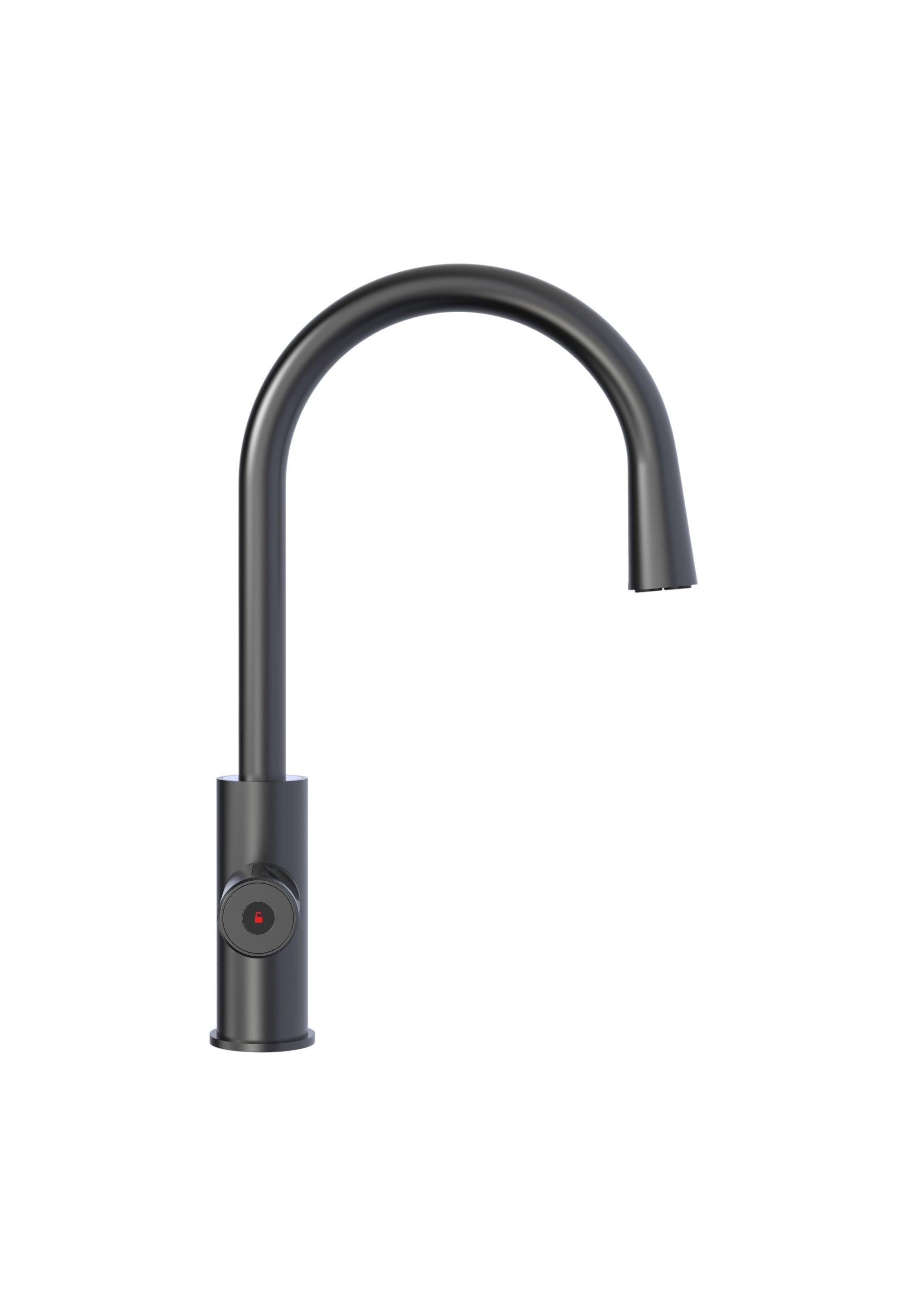 Black kitchen faucet on a white background