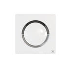 Square light fixture with circular glass cover on a white background