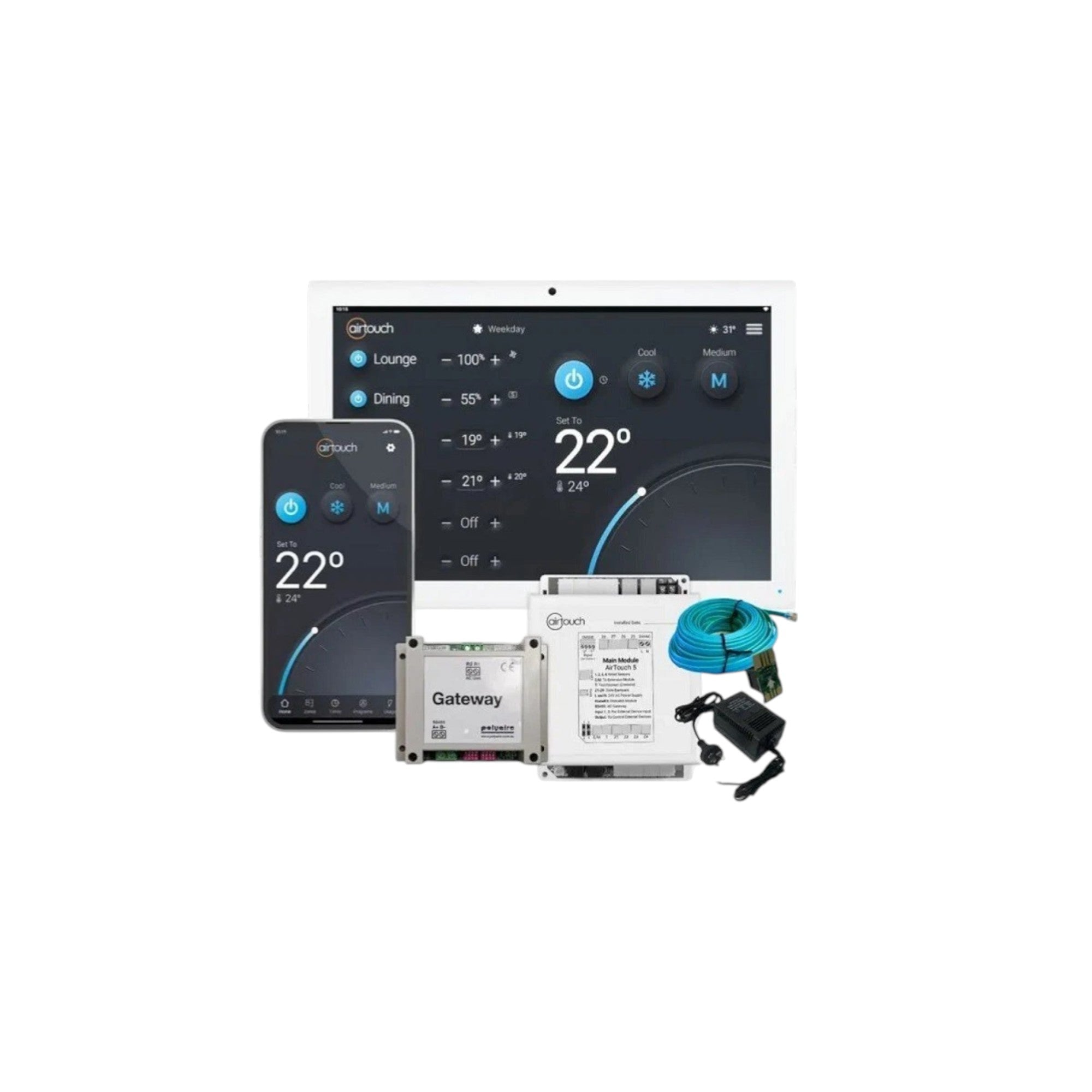 POLYAIRE Airtouch 5 Touch Controller Kit Aircon HVAC Zone Controller WiFi