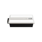 White electronic device with a black base on a white background