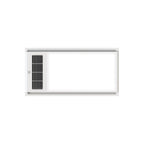 White ceiling-mounted air conditioning unit on a white background