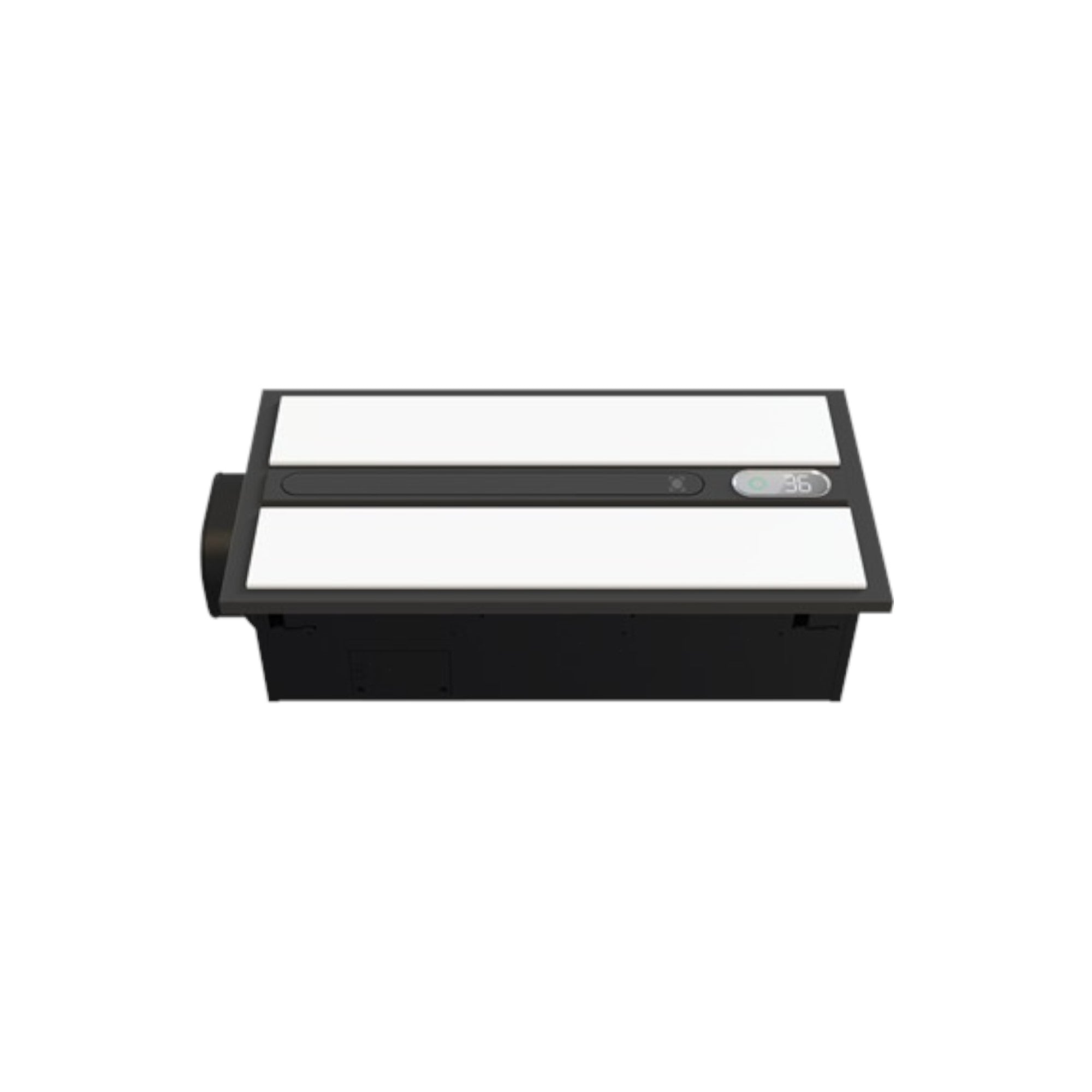 Rectangular electronic device with a screen on a white background
