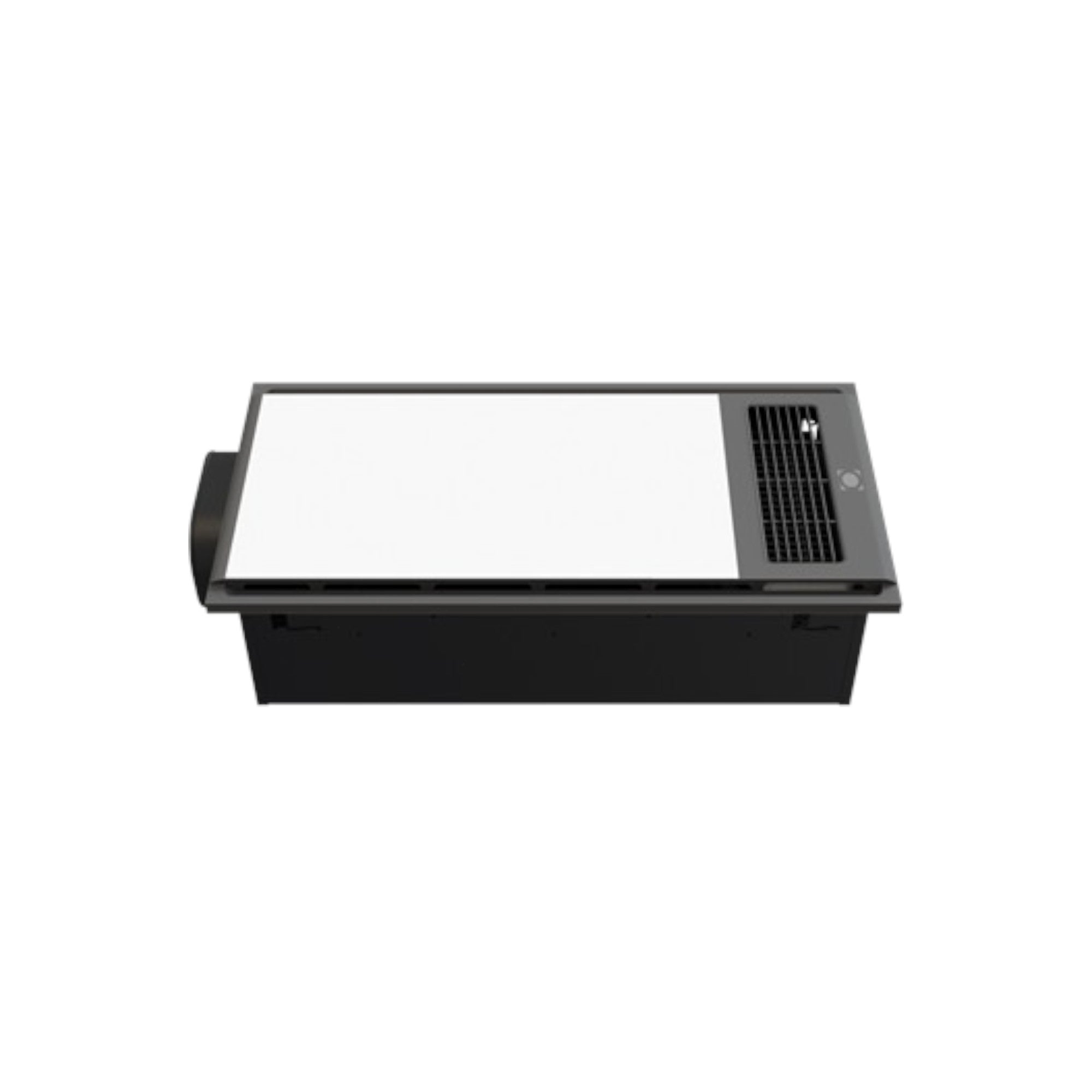 Rectangular black and white electronic device on a white background