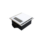 Ventilation grille with white cover and black base on a white background