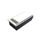 Rectangular black and white air vent on a white background